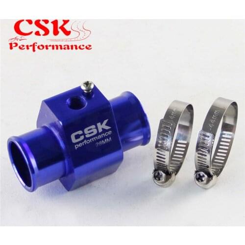 28MM 1.11" Water Temp Temperature Gauge Radiator Sensor Adaptor Attachment Aluminum Red / Blue / Siver / Gold