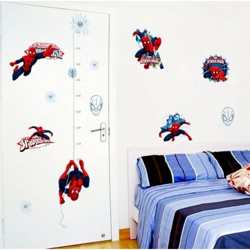 Disney Marvel Hero Spiderman Height Measure Wall Stickers Bedroom Home Decor Cartoon Growth Chart Wall Decals Pvc Mural Art