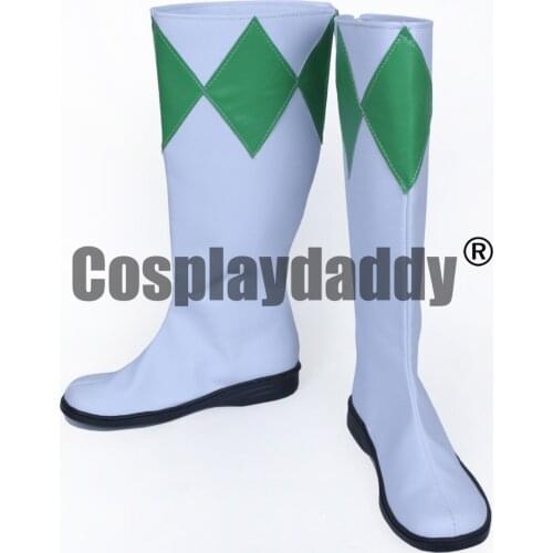 Mighty Morphin Tommy Oliver White Long Cosplay Shoes Boots S008