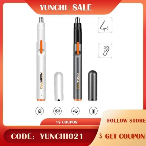 Electric Nose Ear Hair Trimmer Portable Painless Nose Epilator Dual-Edge Blades USB 10sec Fast Charge Low Noise for Men Women