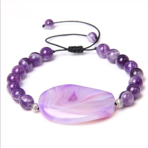 Ethnic Style Silver Plated Many Style Irregular Shape Agates Connect Round Beads Bracelet Handmade Weave Jewelry