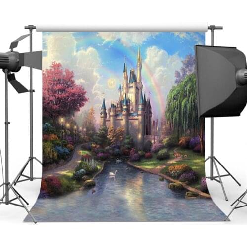 Mehofoto Photography Backdrop Forest Castle Photo Background for Photographers Studio Lakes Rainbow Seamless Custom 857