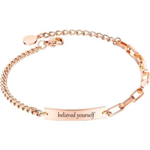 Customized Engraving Nameplate Couple Bracelet Stainless Steel 3 Type Mix Chain Id Tag Bracelets For Woman Pulseras Gift Adjusta