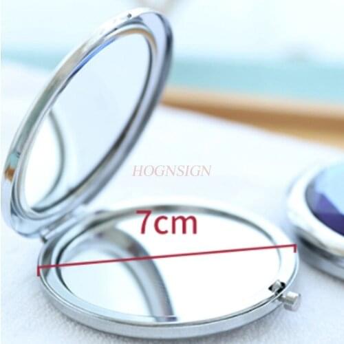 Crystal Double-sided Mirror Portable Makeup Mirror Small Folding Beauty Student Simple Clamshell Sale