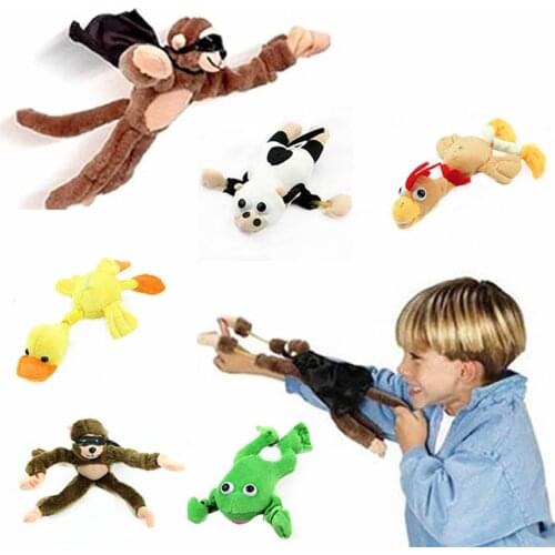 Flying Monkey Chicken Duck Frog Cow Screaming Flying Slingshot Fun Plush Toys
