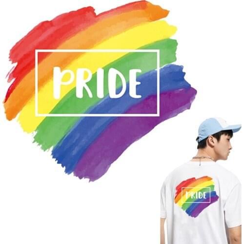 LGBT Iron On Transfers For Clothes Stripe Pride Gay Patch Heat Transfer Thermo Patches Stickers For Clothes T Shirt Hoodie Badge