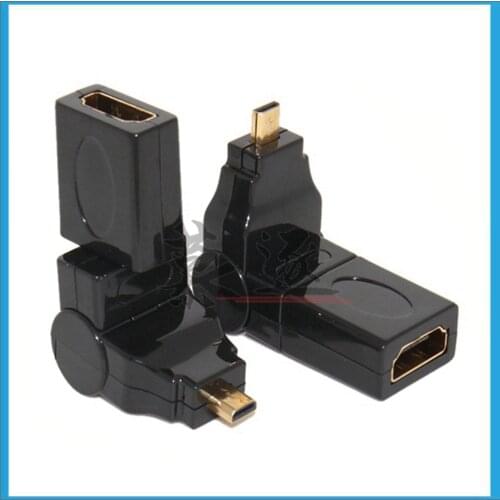Micro HDMI- compatible Male To HDMI Female 180/360 Degree Rotating 90 Right Angle Adapter Convertor Cable for Tablet