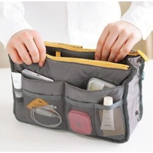 Fashion Women Comestic Organizer Bag In Bag Double Zipper Portable Multifunctional Travel Pockets Handbag Makeup Bag