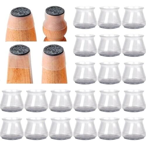High Transparency Chair Leg Floor Protectors Felt Bottom Soft Silicone Furniture Foot Covers Pads Table Stool Leg Caps #40