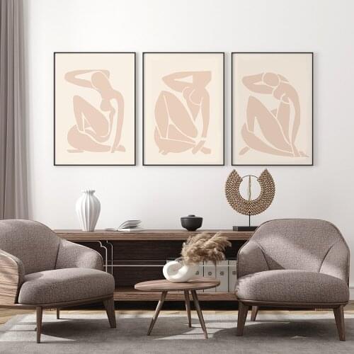 Henri Matisse Abstract Painting Minimalist Illustration Wall Art Canvas Prints Vintage Poster Pink Beige Wall Picture for Living