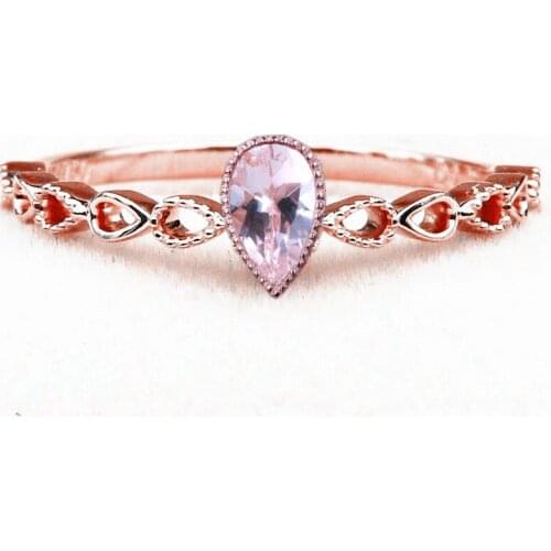 Solid 14k Rose Gold Natural Morganite Women Engagement Wedding Ring Art Nouveau Trendy Fine Jewelry Pear Shape Shank Millgrain