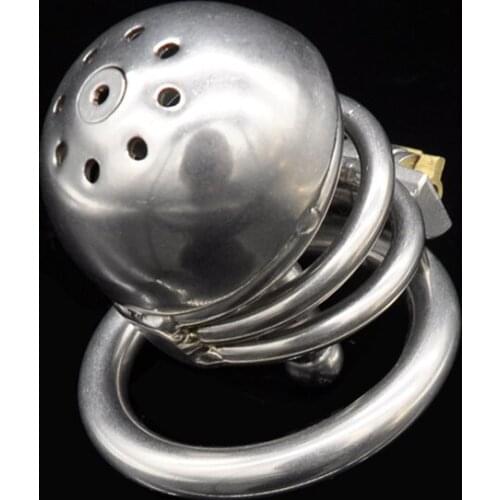 Latest Latest Dormant Lock Design Medium Male Stainless Steel Cock Penis Cage With Catheter Chastity Belt Ring BDSM Sex Toy A219