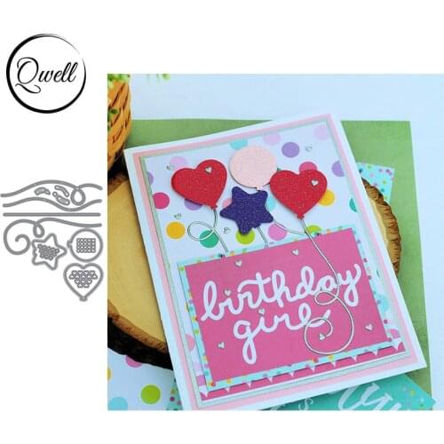 QWELL Irregular Line Border Star Love Round Matric Balloon Metal Cutting Dies Set for DIY Scrapbooking Craft Album Decor 2021