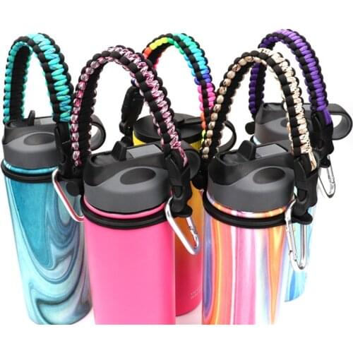 With Ring Water Bottle Paracord Hiking Fits Wide Mouth Travel Carrying Simple Handle Strap 7 Core Cup Holder For Hy-dro Flask