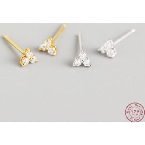 925 Sterling Silver Inlaid Crystal Geometric Clover Stud Earrings Light Luxury Mature Glamour Women Jewelry Accessories