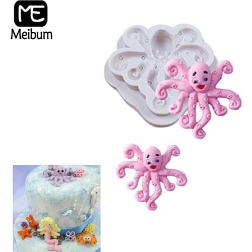 Meibum Ocean Theme Silicone Mold DIY Lovely Octopus Shape Chocolate Cake Decorating Mould Fondant Pastry Tray Baking Tools