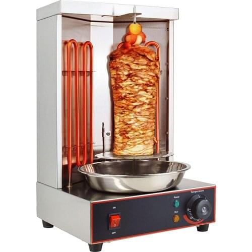 Gyro Grill Kebab Machine Electric Vertical Broiler Machine With Temperature Adjustment Stainless Steel Burners Rotating Barbecue