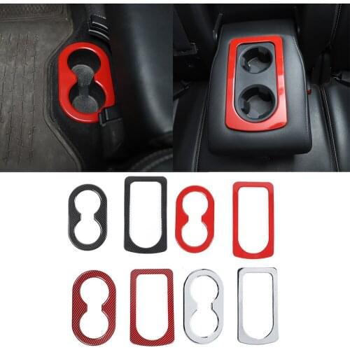 2PCS Rear Water Cup Holder Cover Decoration Trim Fit for Dodge Ram 2010-2017 ABS Interior Car Accessories