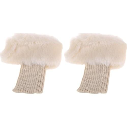 Womens Winter Warm Crochet Knit Fur Trim Leg Warmers Cuffs Toppers Boot Socks