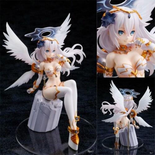 22cm Hyperdimension Neptunia Choujigen Game Neptune Noire Black Heart White Wings Sitting Ver. PVC Action Figure Collection Toys