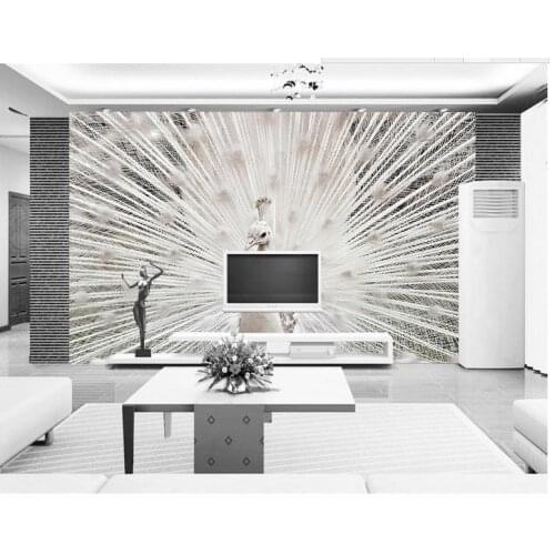 3d photo wallpaper custom 3d murals wallpaper Animals wall paper Solid white peacock background wall murals 3d living room decor