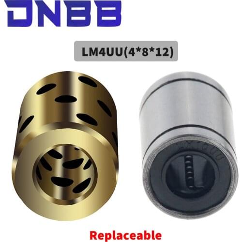 4pcs 4x8x12 mm LM4 high quality linear graphite copper set bearing copper bushing oil self-lubricating bearing JDB LM4UU 4mm