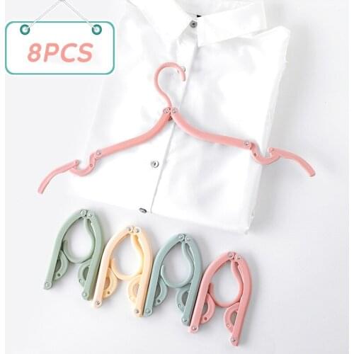8 PCS Travel Folding Hanger Adult Child Portable Clothes Hanger Non-Slip Drying Rack Home Wardrobe Storage Rack Hangers