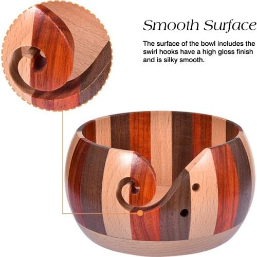 Wooden Yarn Bowl Handmade Woven Round Bowl For Knitting And Crochet