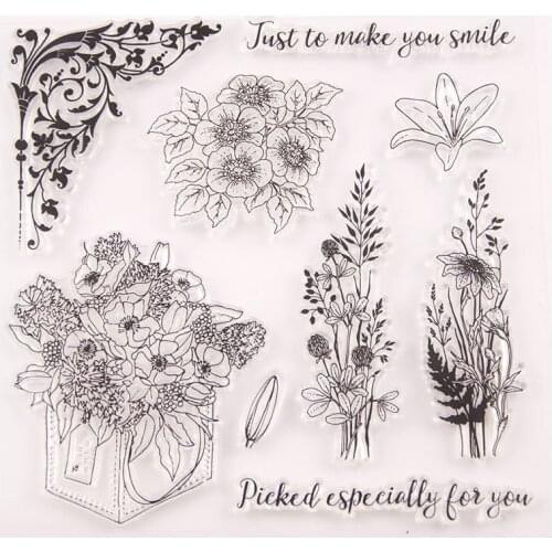 Flower Sentence Clear Stamps Transparent Silicone Stamp for DIY Scrapbooking Paper Card Craft Tools