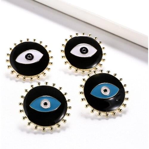 Ethnic Black Big Evil Eye Shaped Exaggerated Stud Earrings for Women Girl Fashion Jewelry Gift