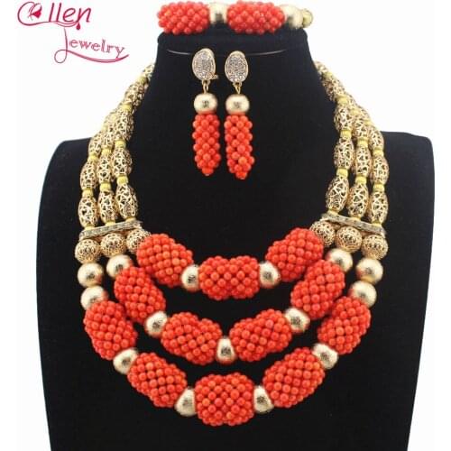 Fantastic White African Wedding Beads Jewelry Set Handmade Crystal Statement Necklace Set Pendant for Bride Free Shipping W13831