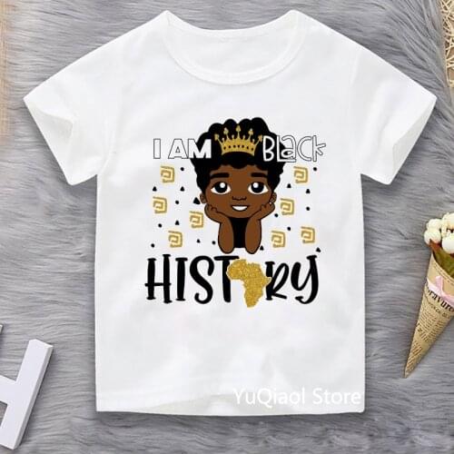 I Am Black History Cute African American Melanin Boy Print T-Shirt Kids Summer Top BLM Juneteenth Tshirt Childrens Clothes Tees