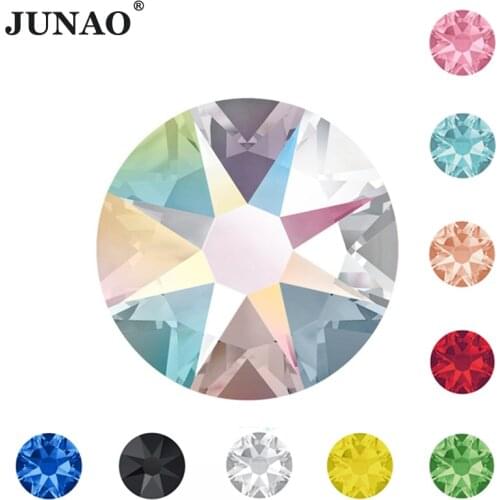JUNAO 16 Cut Facets SS10 SS16 SS20 SS30 Top Quality 2088 Glass Flatback Rhinestone Non Hot Fix AB Crystal Stone Nail Strass Gems