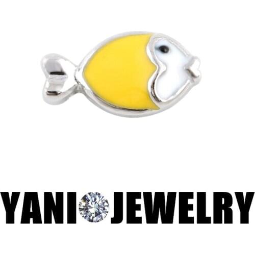 F117 Free Shipping DIY Cartoon Enamel Fish Charms For Glass Living Locket 20pcs/lot