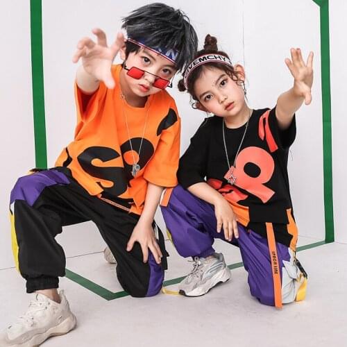 Fashion Show Children Ballroom Jazz Dancing Costumes for Girls Boys Sweatshirt Top Jogger Pants Hip Hop Dance Clothes Stage Wear