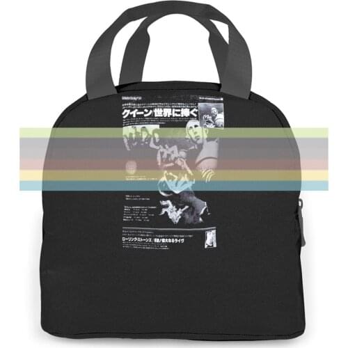 MENS BLACK NEWS OF THE WORLD FREDDIE MERCURY BRITISH JAPANESE 5 Hot women men Portable insulated lunch bag adult