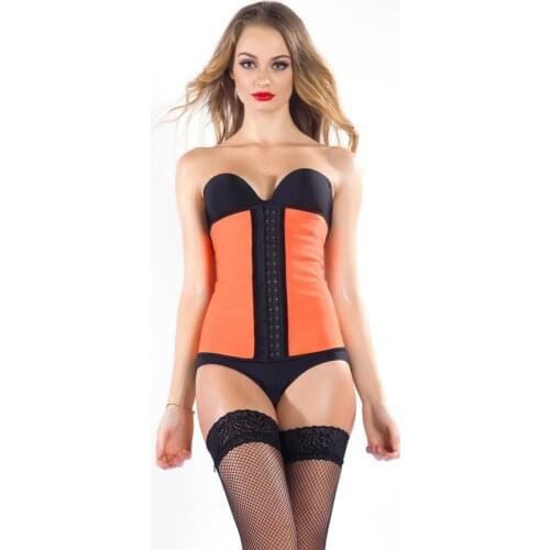 Orange S-3XL Corselet Sexy Women Body Shaper Latex Rubber Waist Cincher Waist Corsets Bustiers
