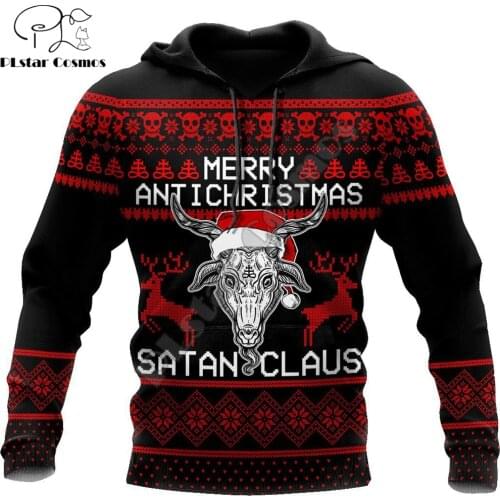 Merry Christmas Satanic Claus 3D Printed Fashion Hoodies Men Sweatshirt Unisex Zip Pullover Casual Jacket Tracksuit DW0253