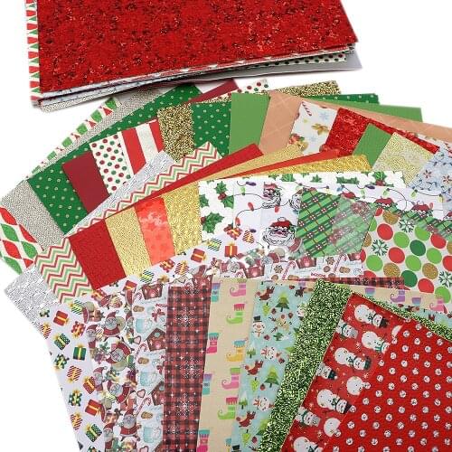 Random 10Pcs/Set 20*33cm Christmas Synthetic Leather Fabric DIY Hairbow Bag Material Craft Faux Leather Fabric,1Yc12210