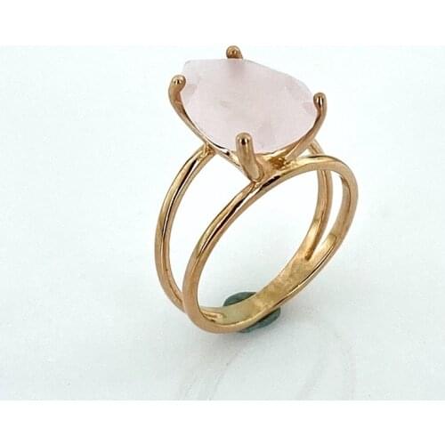 Pink Quartz Drop Stone Italian Special Design Silver Ring