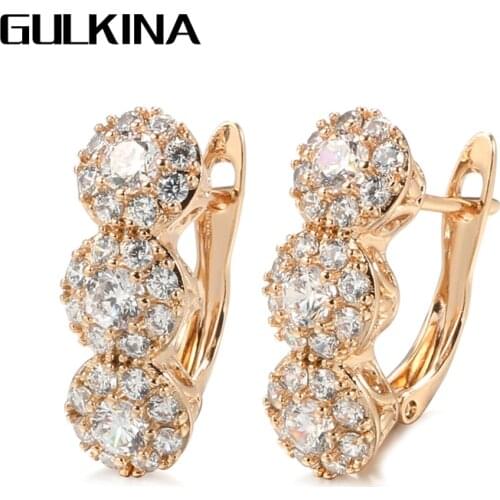 Gulkina Earings Fashion Jewelry 2021 Natural Zircon Dangle Earrings 585 Rose Gold Women Earrings Unusual Fine Jewelry