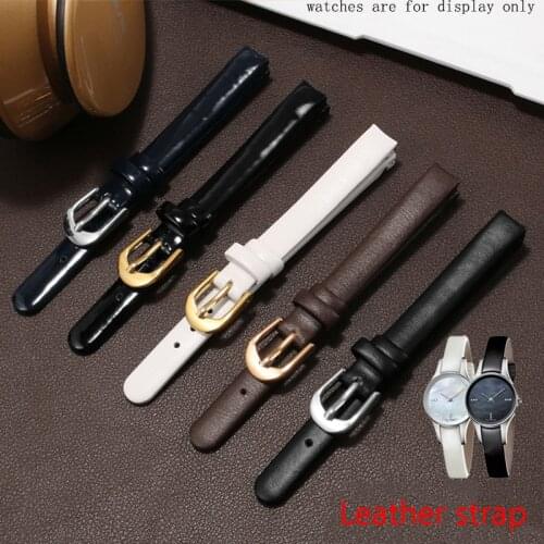 Replacement Strap For CK K43231/43232/43235/43236/K8P231V6 Series Females Genuine Leather Watchband 10mm Black White