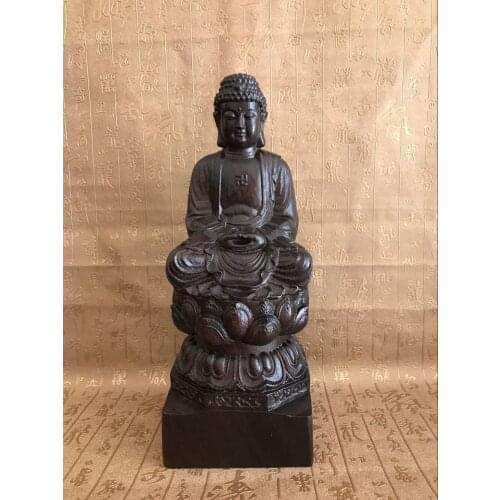 Special Offer--HOME Buddhism Spiritual protection Bless family # Retro Handmade wood carving Lotus Buddha statue--FREE shipping