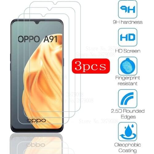 3PCS glass on for oppo a91 screen protector original tempered glasses oppoa91 a 91 safety protection films 6.4 inch