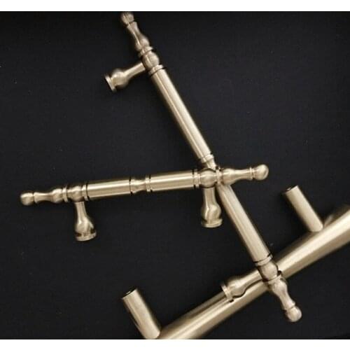 025 Bonjean Furniture Handle Solid Brass Crown T Bar Bookcase Wardrobe Cabinet Door Handles Classical Double Hole Knob Pulls Diy