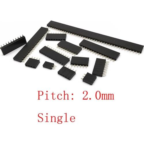 10Pcs Pitch 2.0 mm Single Row Female Socket Jack PCB Board Pin Header Straight Strip Connector 2/3/4/5/6/7/8/10/20/40 Pin