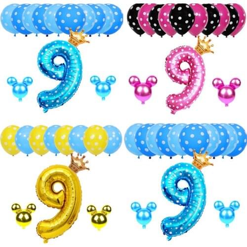 14Pcs/Set Happy Birthday Latex Balloons Number 0-9 Birthday Air Balls for Baby Birthday Party Decorations Baby Shower Toy Globos