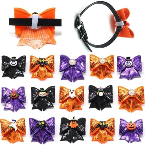 20 Pcs Dog Halloween Bows Movable Pet Dog Bowtie Dog Collar Accessories Halloween Pet Supplies Dog accessories for Small Dogs