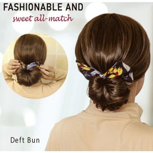 2021 Deft Bun Fashion Hair Bands Women Summer Knotted Wire Headband Print Hair Hairstyle Donut Bun Former Maker Hairstyle