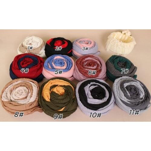 24 pieces/lot) new style two tone crinkel cotton big size shawls muslim hijab headscarf islamic scarves/scarf GBS478
